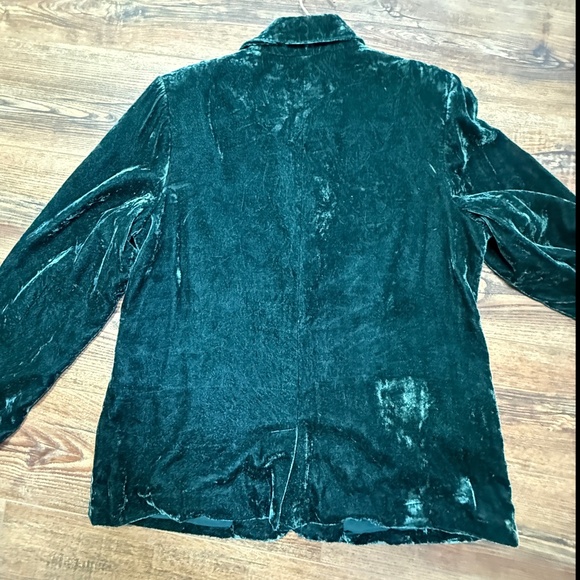 Washable Coldwater Creek Crushed Velvet Dark Green Velvet Blazer - 14 - Picture 2 of 16
